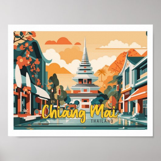 Chiang Mai Thailand Pop Kunst Reizen Illustratie Poster (Voorkant)