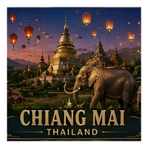 🧲 Chiang Mai Thailand Reis Herinnering Voor Bezoe Perfect Poster