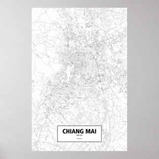 Chiang Mai, Thailand (zwart op wit) Poster