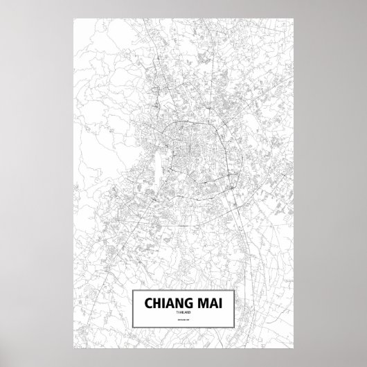 Chiang Mai, Thailand (zwart op wit) Poster (Voorkant)