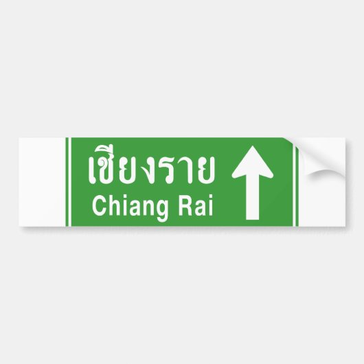 Chiang Rai Ahead ⚠ Thai Highway Traffic Sign ⚠ Bumpersticker (Voorkant)