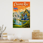 Chiang Rai Thailand - Oude Reisposter Poster (Keuken)
