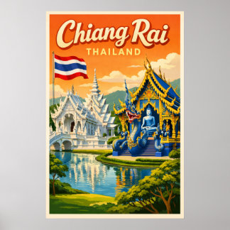 Chiang Rai Thailand - Oude Reisposter Poster