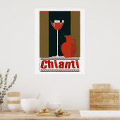 Chianti-wijn en rode fles poster (Keuken)