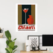 Chianti-wijn en rode fles poster (Thuiskantoor)
