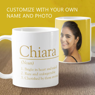 Chiara naam definitie aangepaste foto wit goud koffiemok
