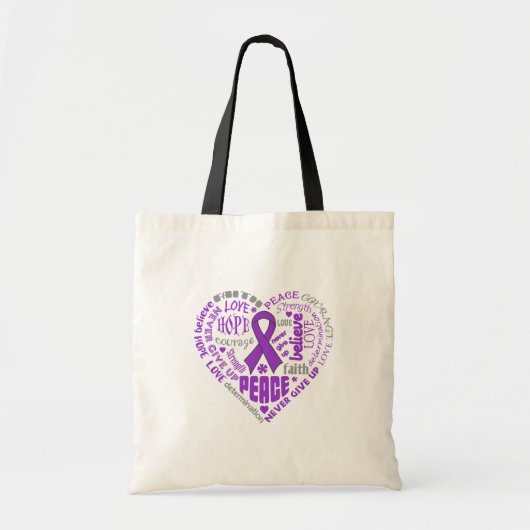 Chiari Malformation Awareness Heart Words Tote Bag (Voorkant)