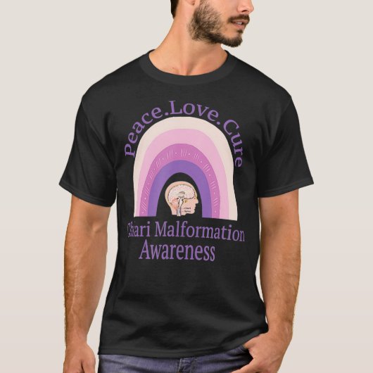 Chiari Malformation Peace Love Cure Awareness  T-shirt (Voorkant)
