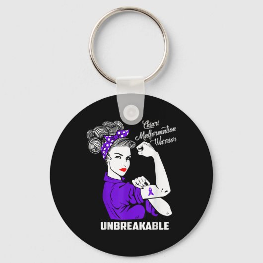 Chiari Malformation Warrior onbreekbaar Shirt Awar Sleutelhanger (Voorkant)