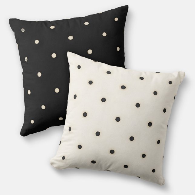 Chiaroscuro Polka stippen omkeerbaar 2-zijdig Kussen (Flip the pillow to for a different look)