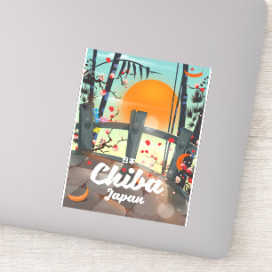 Chiba Japan vintage reis poster print art. Sticker