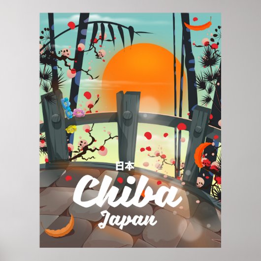 Chiba Japan vintage reisposter print kunst. (Voorkant)