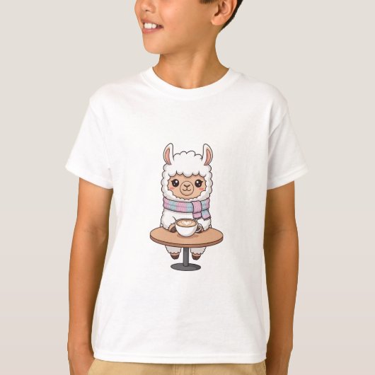 Chibi Alpaca Latte Sjaal Kinderen T-shirt (Voorkant)