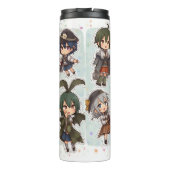 Chibi Anime Characters Sticker Set Thermosbeker (Achterkant)