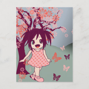 Chibi Anime Manga Cute Japanese Girl Briefkaart