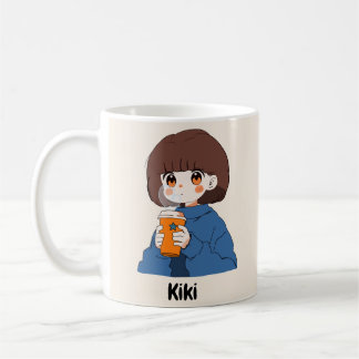 Chibi anime meisje drink koffie Mok