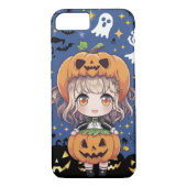 Chibi anime meisje in pompoen kostuum Case-Mate iPhone case (Achterkant)