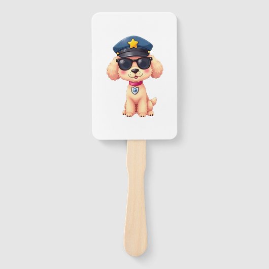 Chibi Anime Police Poodle Dog Handwaaier (Voorkant)