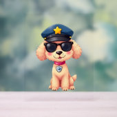 Chibi Anime Politie Poedel Hond Acryl Bord (Neutraal)