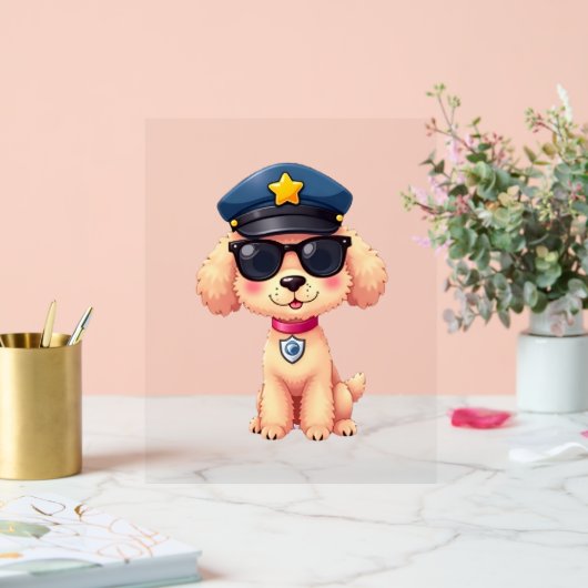 Chibi Anime Politie Poedel Hond Acryl Bord (Huwelijk)