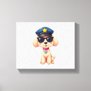 Chibi Anime Politie Poedel Hond Canvas Afdruk
