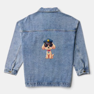 Chibi Anime Politie Poedel Hond Denim Jacket