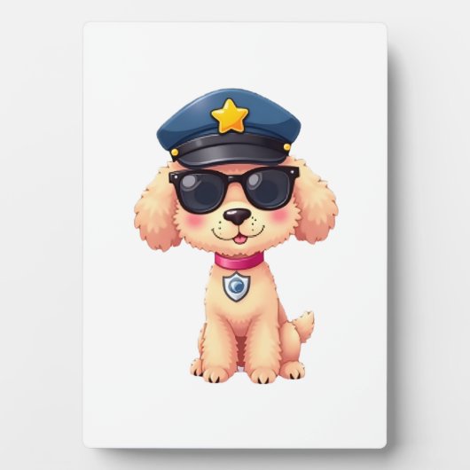Chibi Anime Politie Poedel Hond Fotoplaat (voorkant)