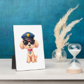 Chibi Anime Politie Poedel Hond Fotoplaat (Zijkant)