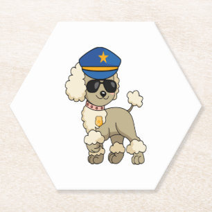 Chibi Anime Politie Poedel Hond Kartonnen Onderzetters