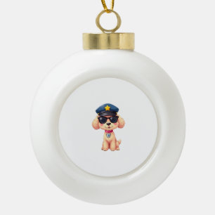 Chibi Anime Politie Poedel Hond Keramische Bal Ornament