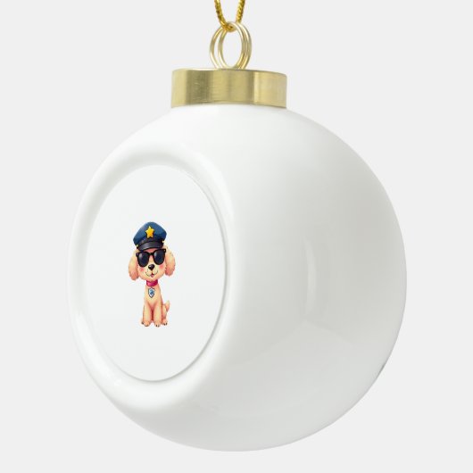 Chibi Anime Politie Poedel Hond Keramische Bal Ornament (Rechts)