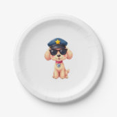 Chibi Anime Politie Poedel Hond Papieren Bordje (Voorkant)