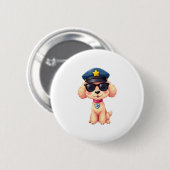 Chibi Anime Politie Poedel Hond Ronde Button 5,7 Cm (Voorkant /achterkant)