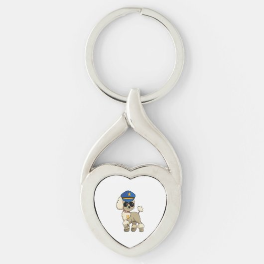 Chibi Anime Politie Poedel Hond Sleutelhanger (Voorkant)