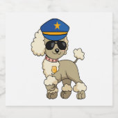 Chibi Anime Politie Poedel Hond Sparkling Wijnetiket (Enkel label)