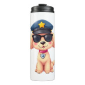 Chibi Anime Politie Poedel Hond Thermosbeker (Voorkant)