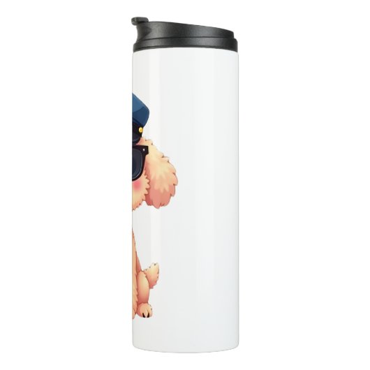 Chibi Anime Politie Poedel Hond Thermosbeker (Geroteerd rechts)