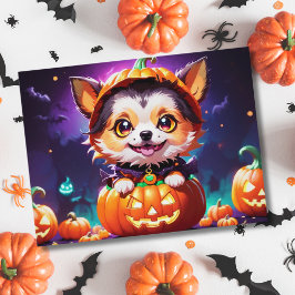 Chibi Anime Stijl Halloween Hond Briefkaart