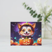 Chibi Anime Stijl Halloween Hond Briefkaart (Staand voorkant)
