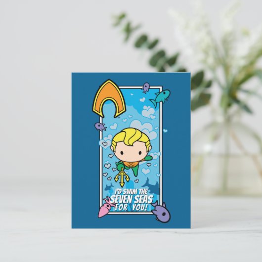Chibi Aquaman - Ik zal de zeven Zeeen draaien Feestdagenkaart (Staand voorkant)