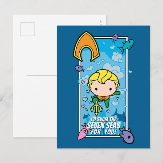 Chibi Aquaman - Ik zal de zeven Zeeen draaien Feestdagenkaart (Voorkant / Achterkant)