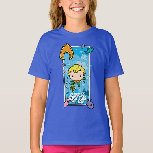 Chibi Aquaman - Ik zal de zeven Zeeen draaien T-shirt (Voorkant)