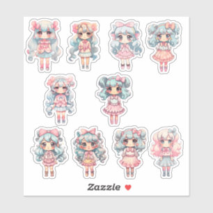 Chibi Art Leuk Meisje Anime Manga Stickers