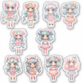 Chibi Art Leuk Meisje Anime Manga Stickers (Voorkant)