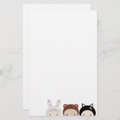 Chibi Baby Animals Stationery Briefpapier (Voorkant / Achterkant)