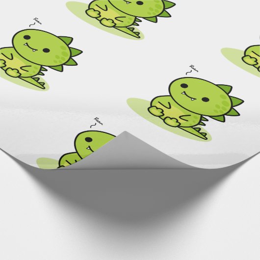Chibi baby green dragon cadeaupapier (Hoek)