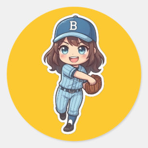 Chibi Baseball 2026 Editie - Fielder The Cannon Ronde Sticker