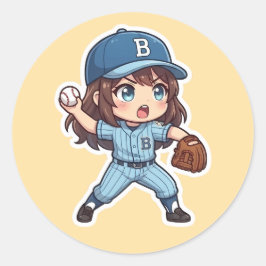 Chibi Baseball 2026 Editie - Pitcher Stride Ronde Sticker