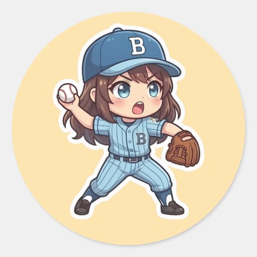 Chibi Baseball 2026 Editie - Pitcher Stride Ronde Sticker (Voorkant)