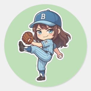 Chibi Baseball 2026 Editie - Werper opwinding Ronde Sticker